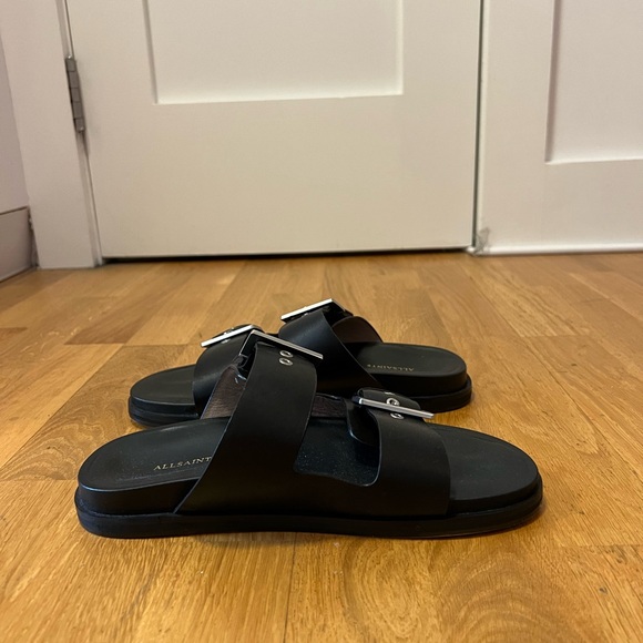 All Saints Black Sandals with Silver Buckles - Picture 2 of 10